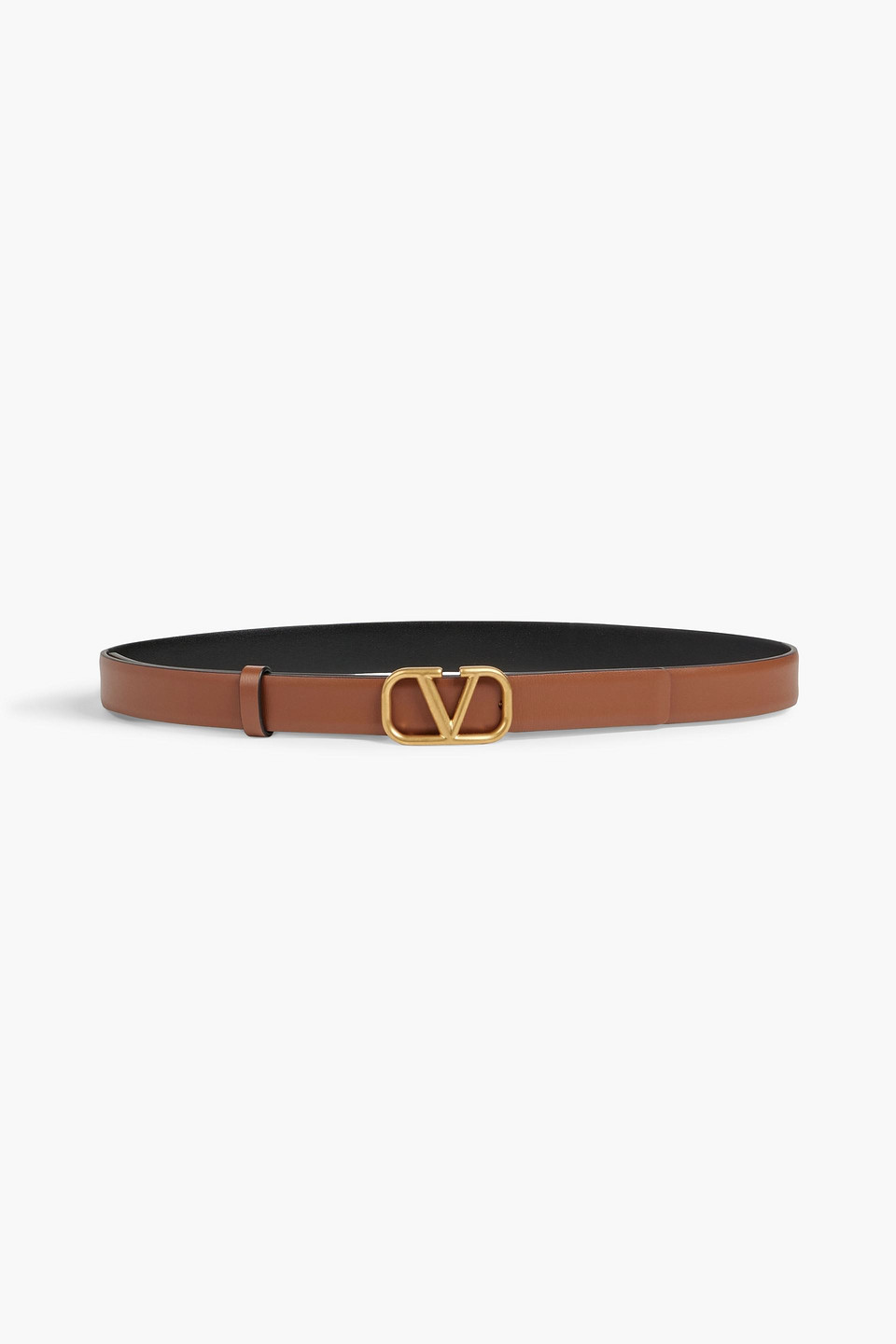 Valentino Vlogo Buckle Reversible Leather Belt In Brown