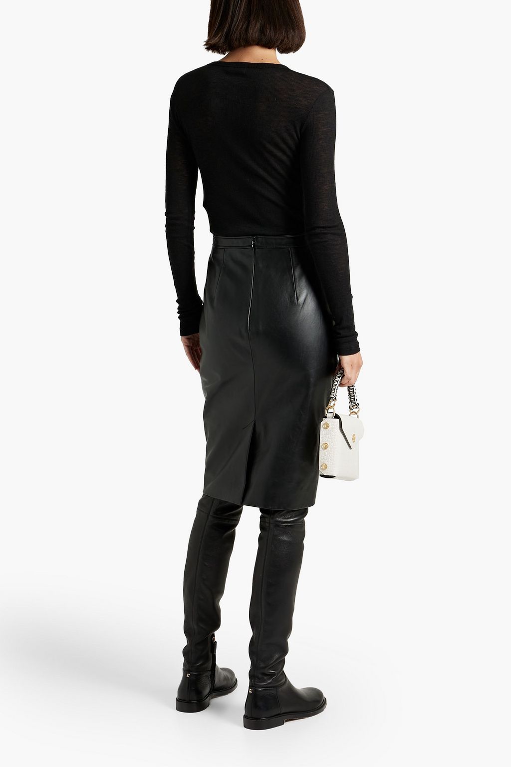 BURBERRY レザー スカート カットアウト