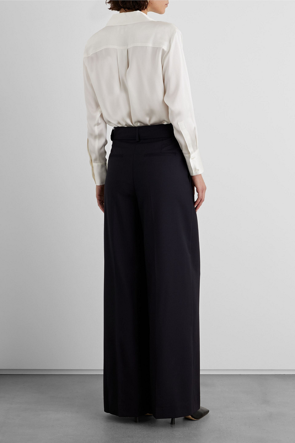 Iris & Ink Margaret Organic Silk-satin Blouse In Off-white