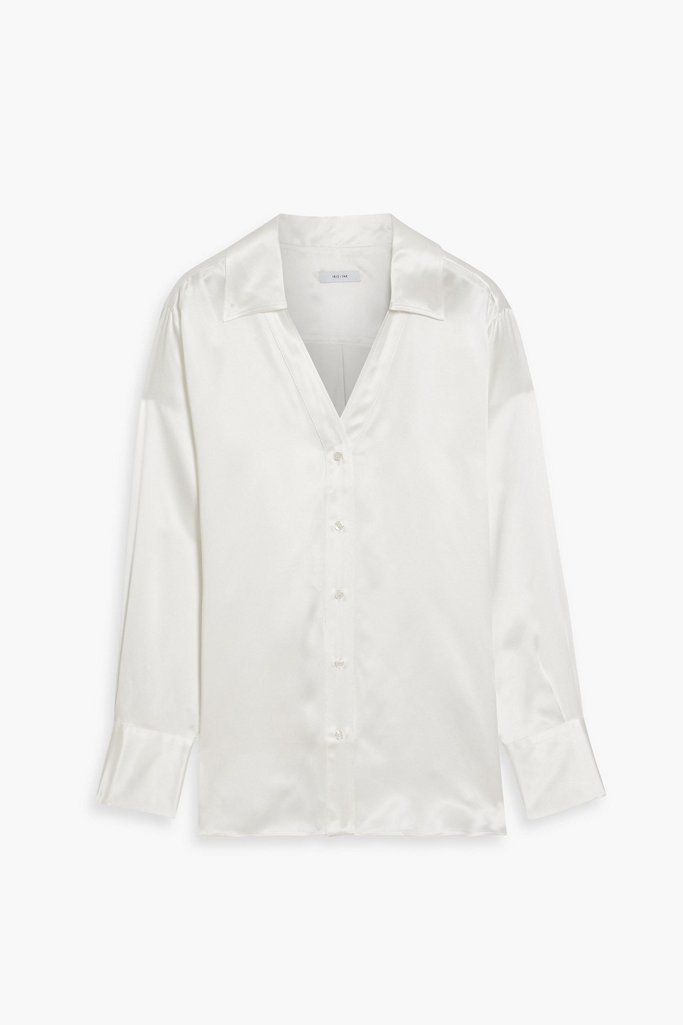 Iris & Ink Margaret Organic Silk-satin Blouse In Off-white