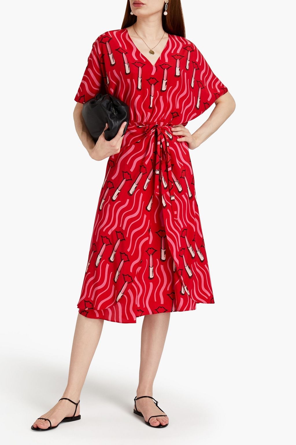 VALENTINO GARAVANI Printed silk-crepe wrap dress
