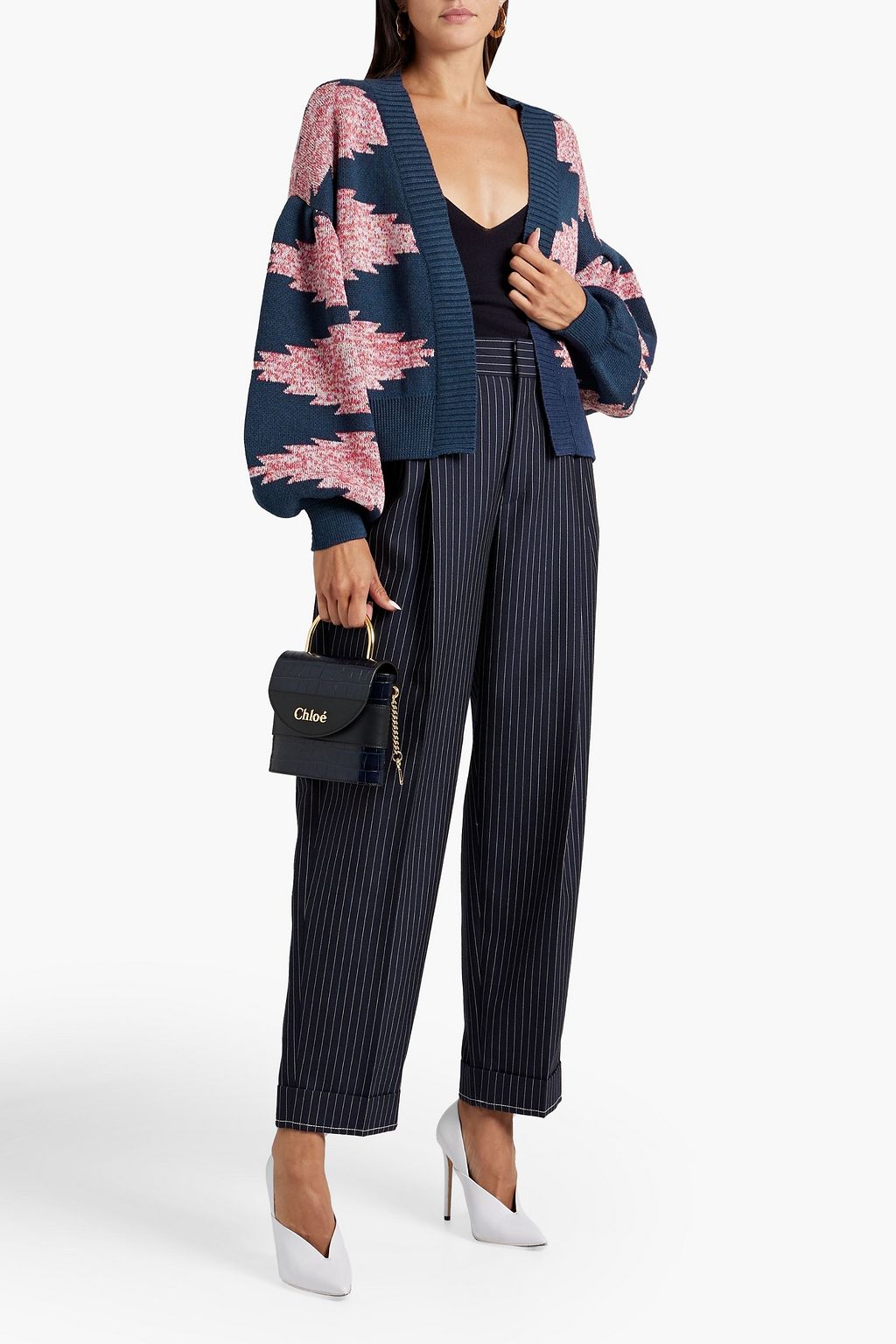 SACHIN & BABI Landon jacquard-knit cotton-blend cardigan