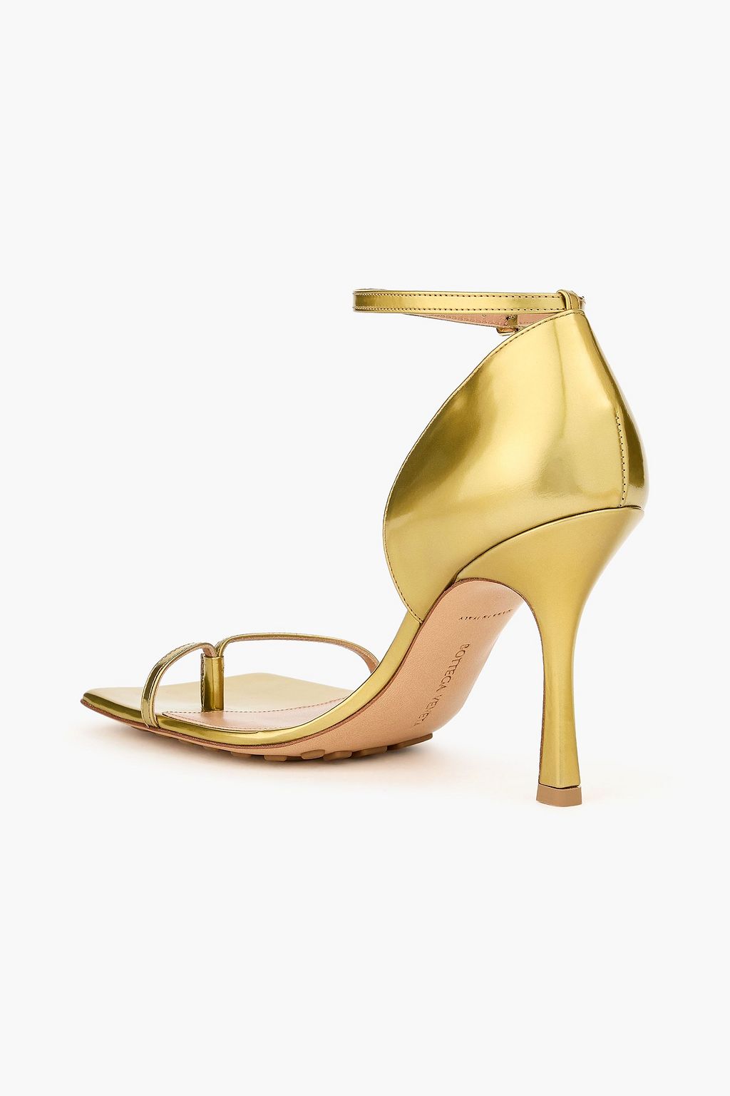 BOTTEGA VENETA 메탈릭 가죽 샌들