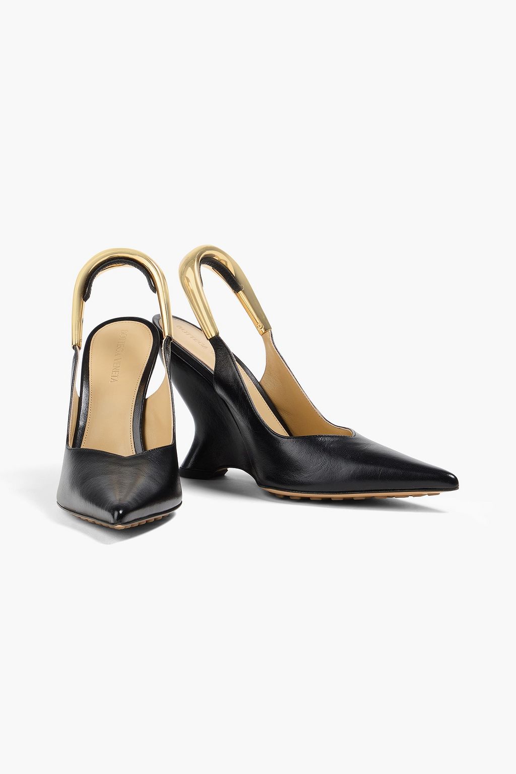 BOTTEGA VENETA Punta embellished leather slingback pumps