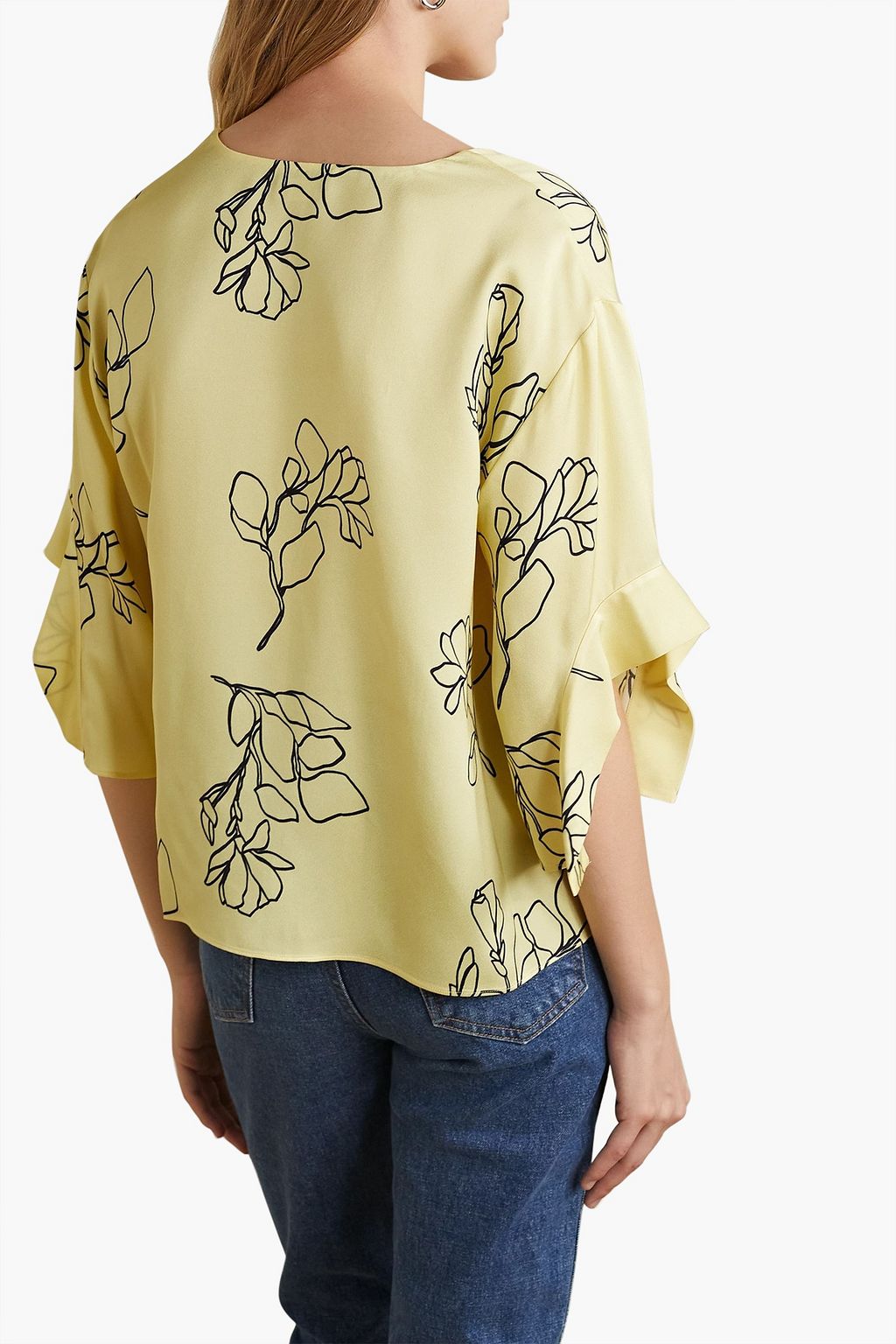 JASON WU Floral-print satin-crepe blouse