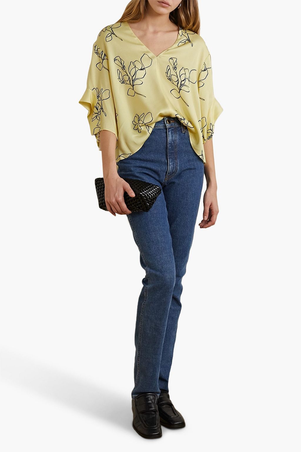 JASON WU Floral-print satin-crepe blouse
