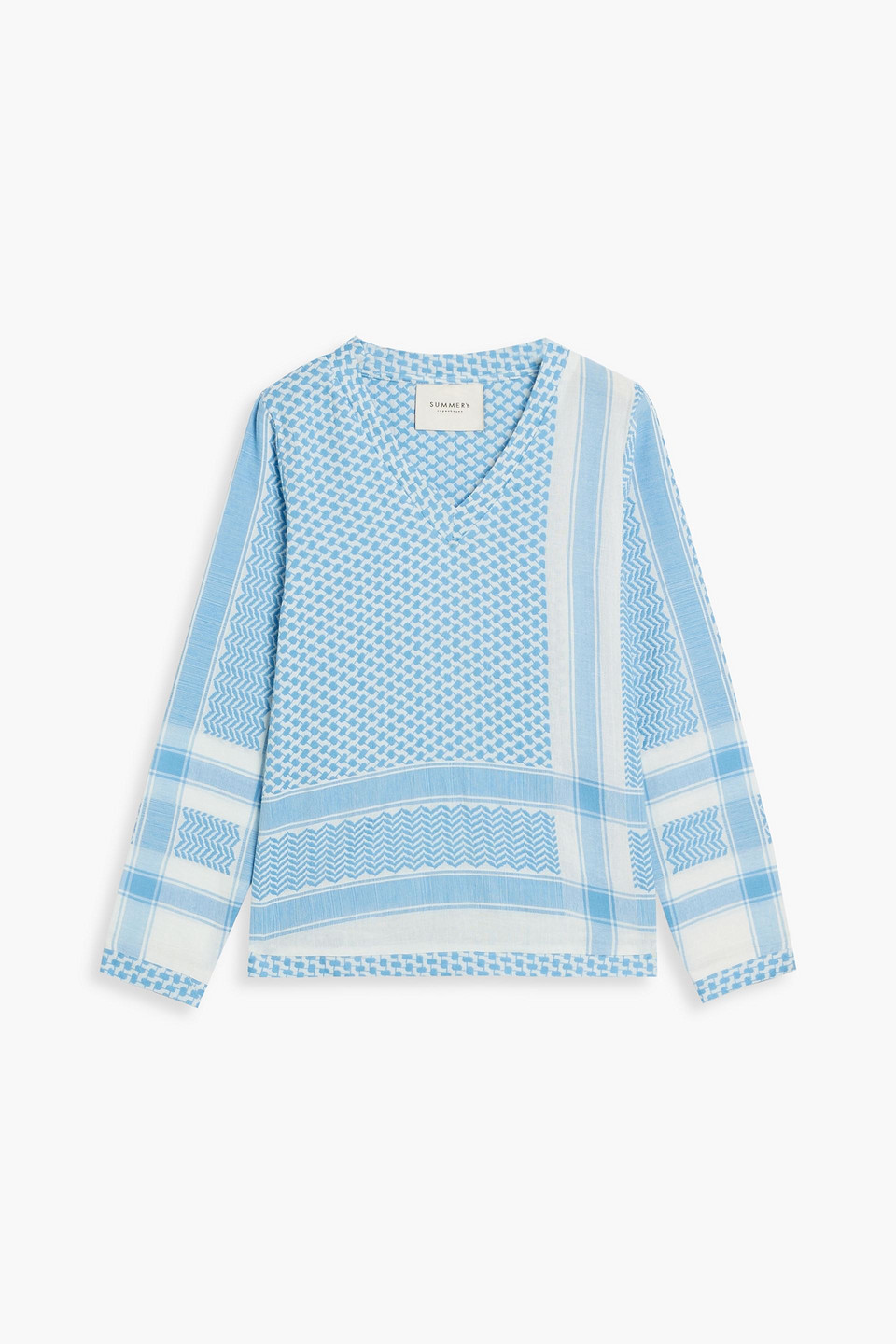 Summery Copenhagen Cotton-jacquard Blouse In Light Blue