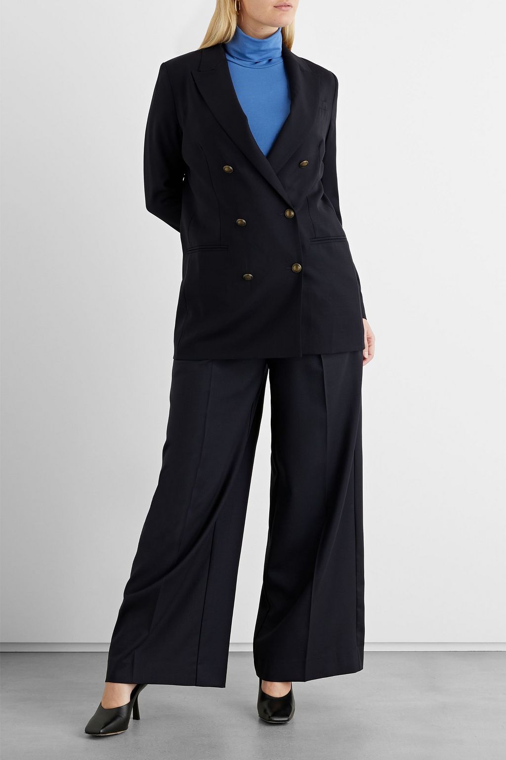 IRIS & INK Julia double-breasted wool-blend twill blazer