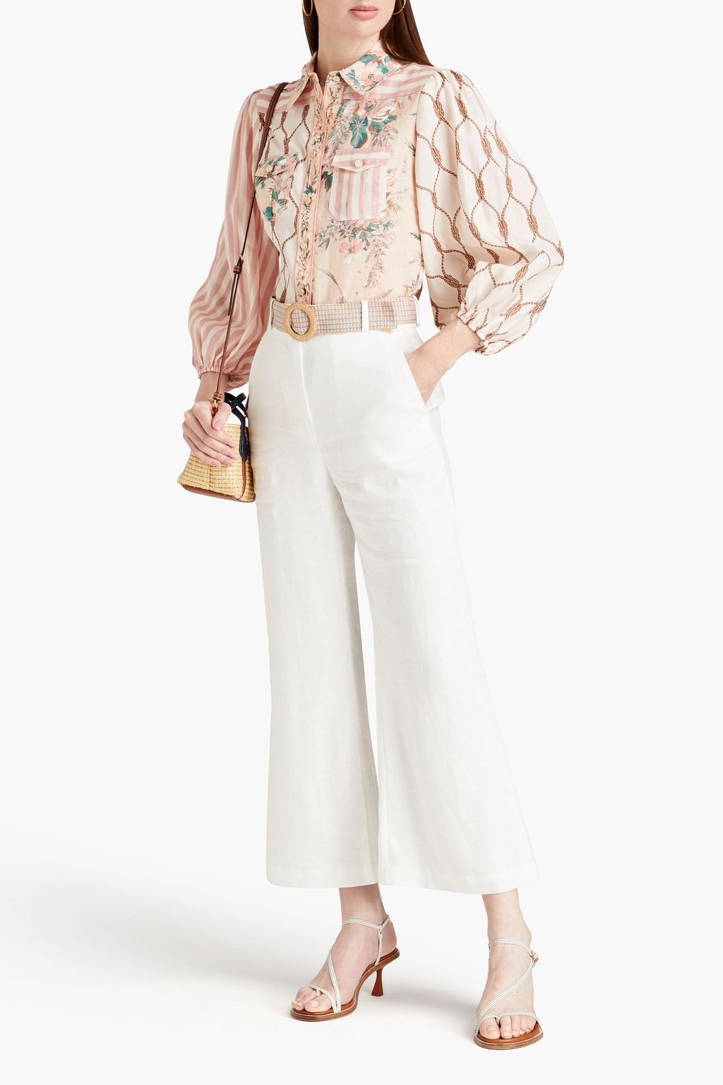 ZIMMERMANN Belted linen kick-flare pants