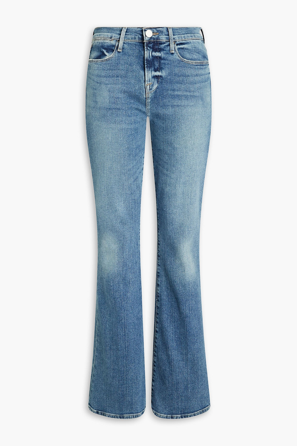 Shop Frame Le High Flare High-rise Flared Jeans In Light Denim