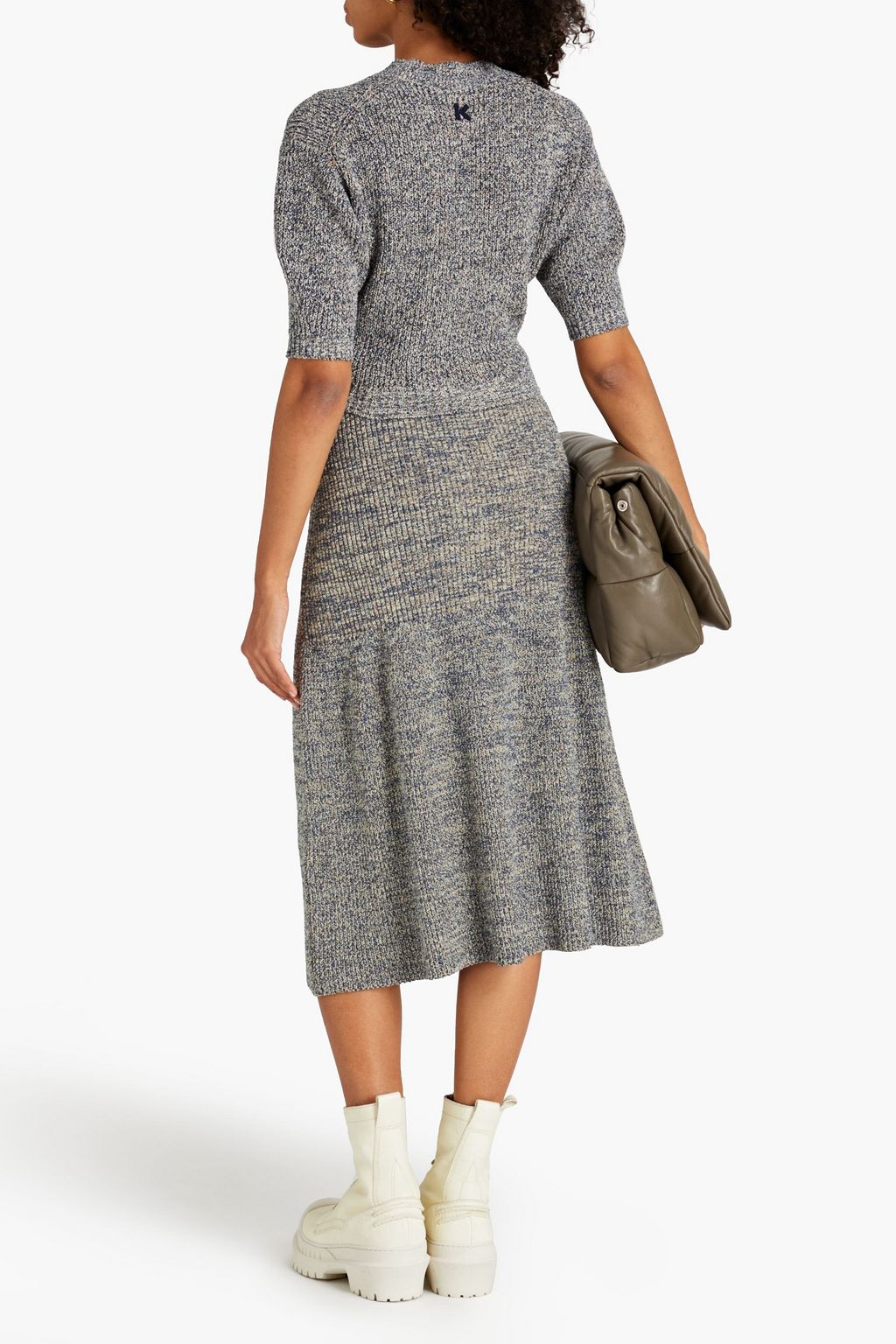 KENZO Mouline marled knitted midi skirt