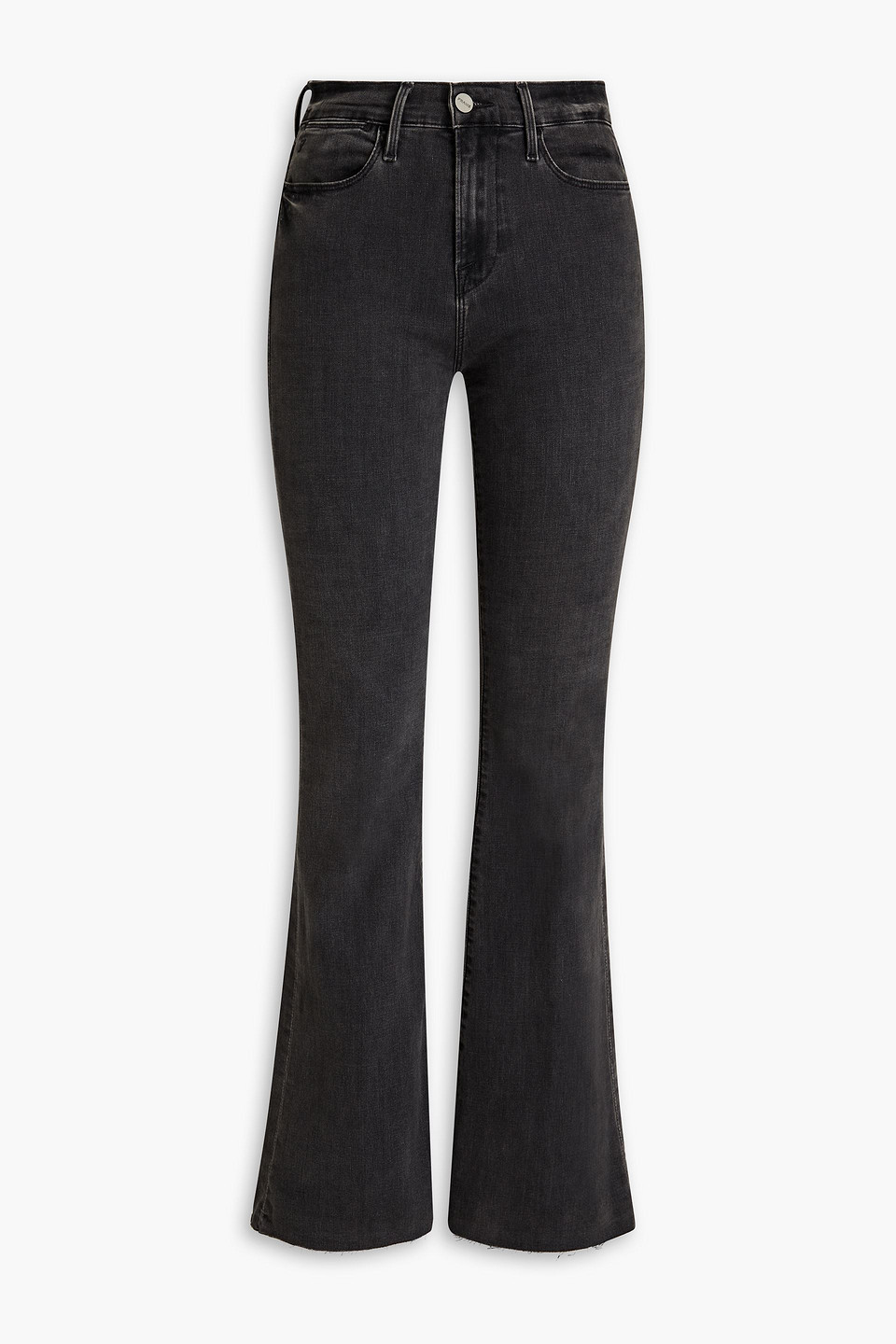 Shop Frame Le High Flare High-rise Flared Jeans In Black