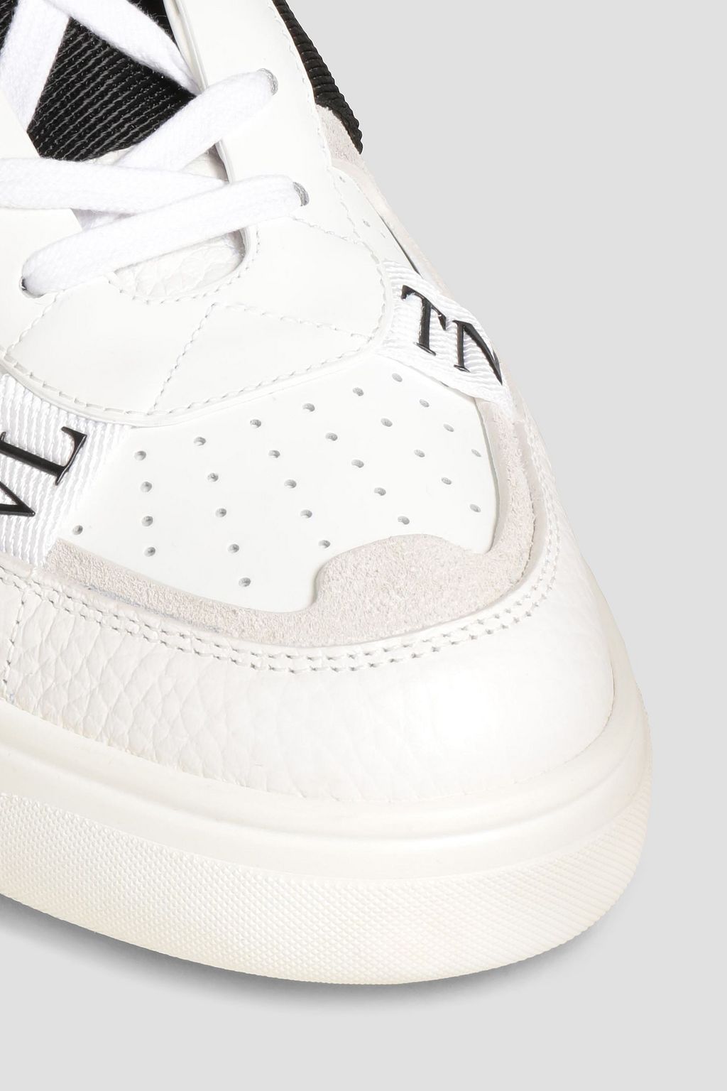VALENTINO GARAVANI Perforated smooth and textured-leather high-top sneakers