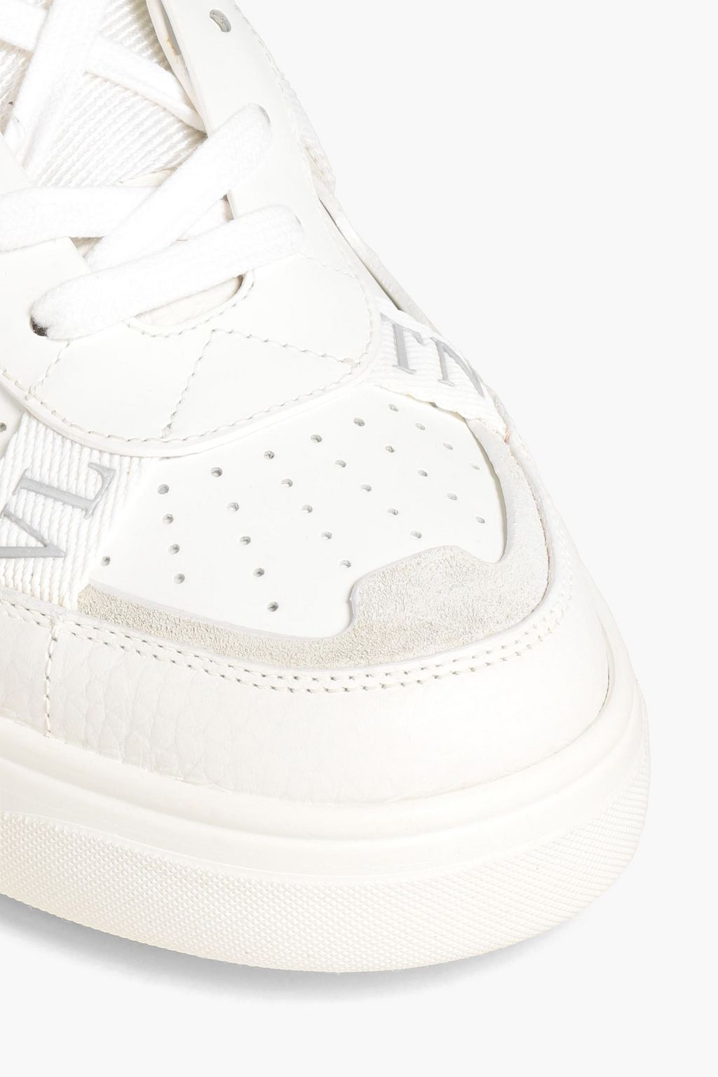 VALENTINO GARAVANI Perforated smooth and textured-leather sneakers