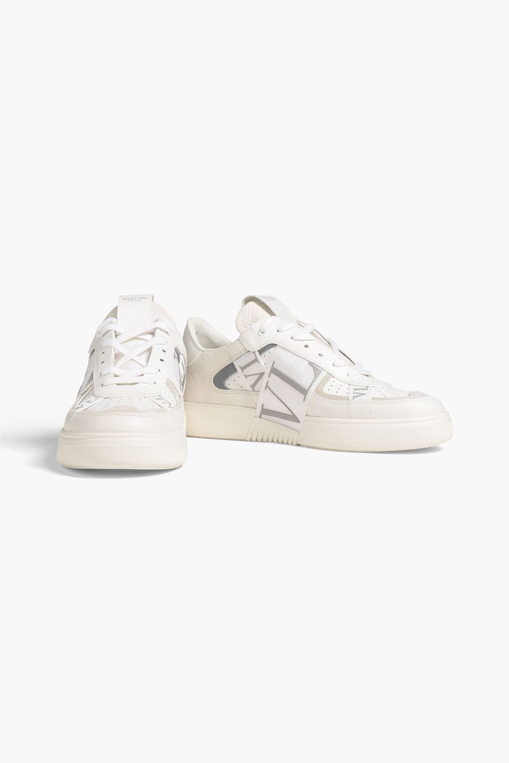 VALENTINO GARAVANI Perforated smooth and textured-leather sneakers