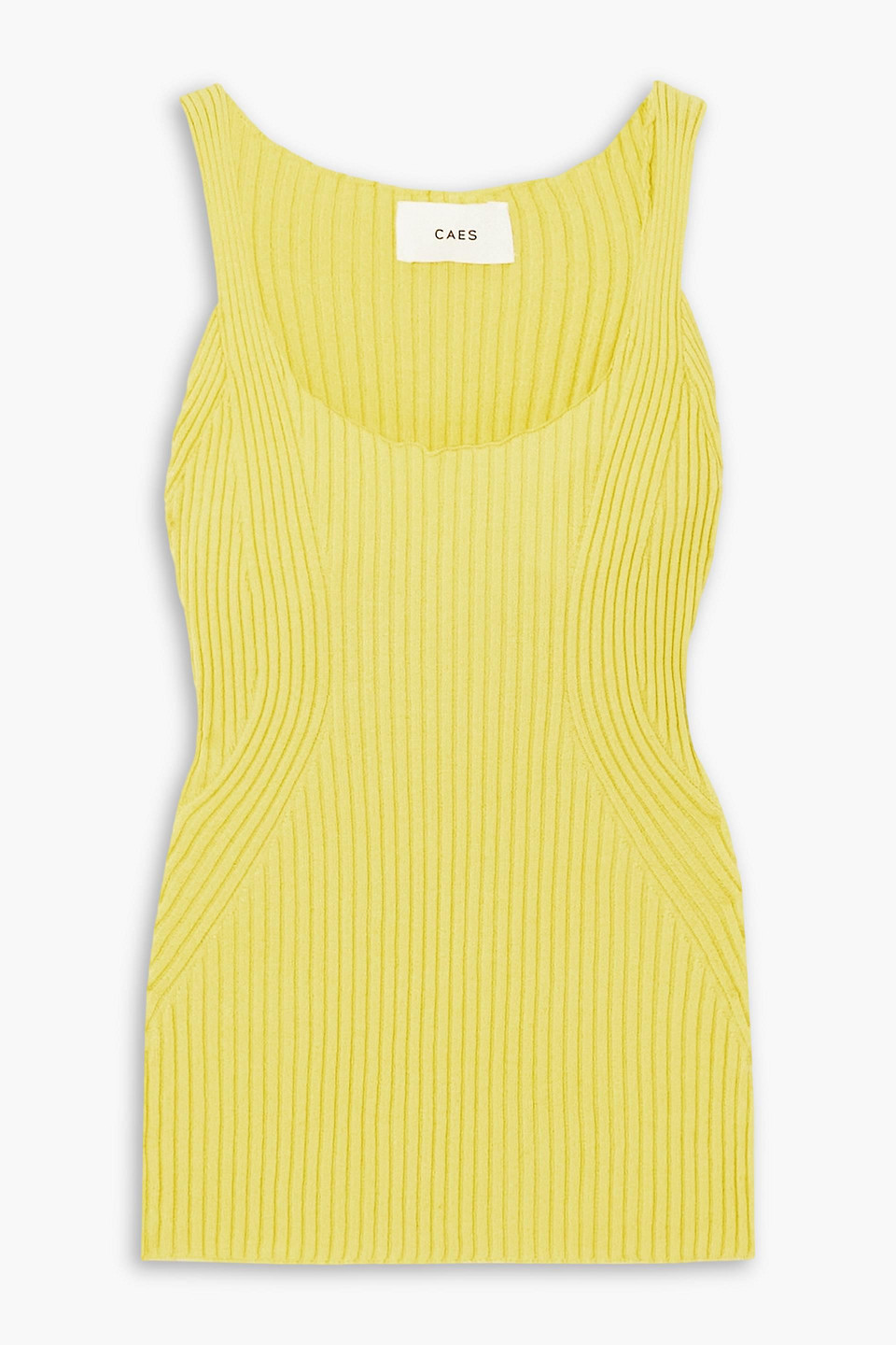 Caes Ribbed Ecovero-blend Tank In Pastel Yellow