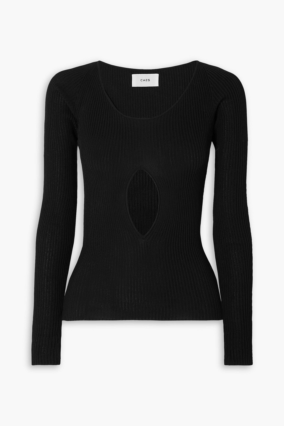 Caes Cutout Ribbed-knit Top In Black