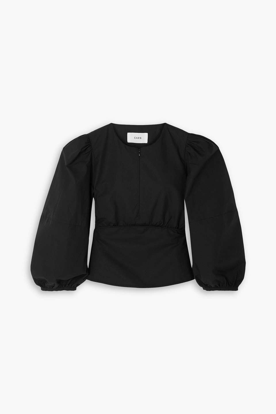 Caes Cotton And Lyocell-blend Poplin Blouse In Black