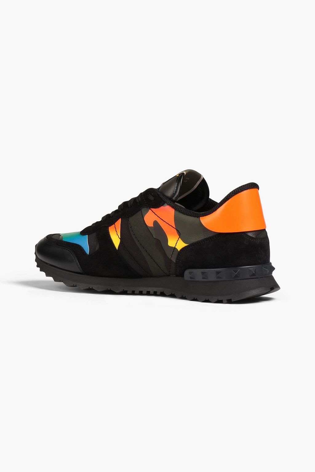 VALENTINO GARAVANI Rockrunner camouflage-print canvas, suede and leather sneakers