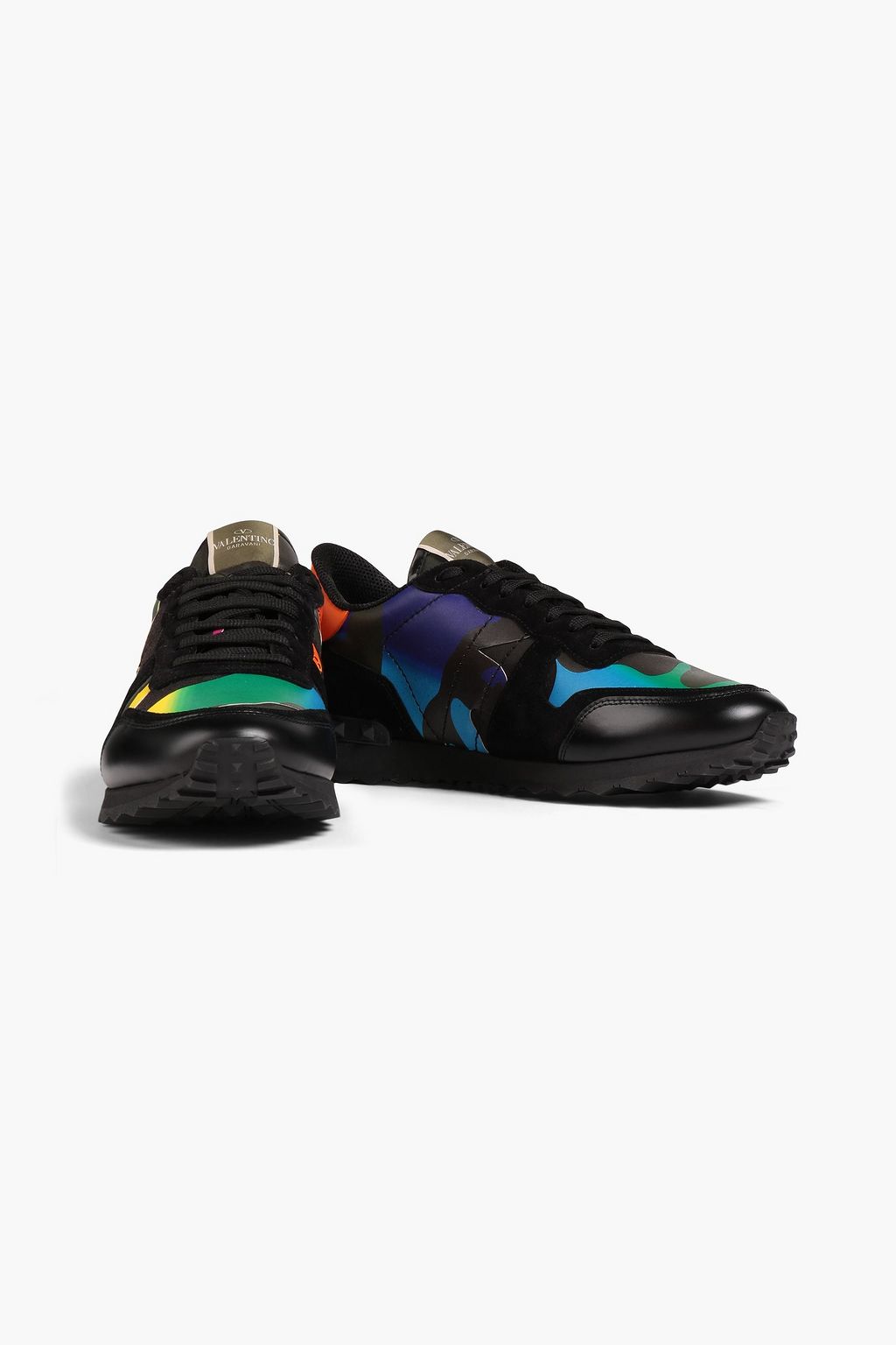 VALENTINO GARAVANI Rockrunner camouflage-print canvas, suede and leather sneakers
