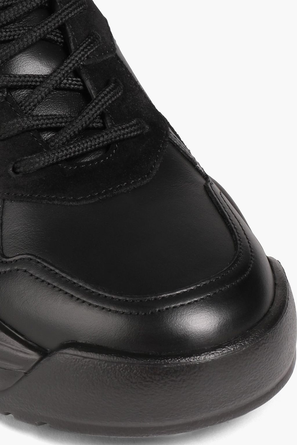 VALENTINO GARAVANI Printed suede-trimmed leather sneakers