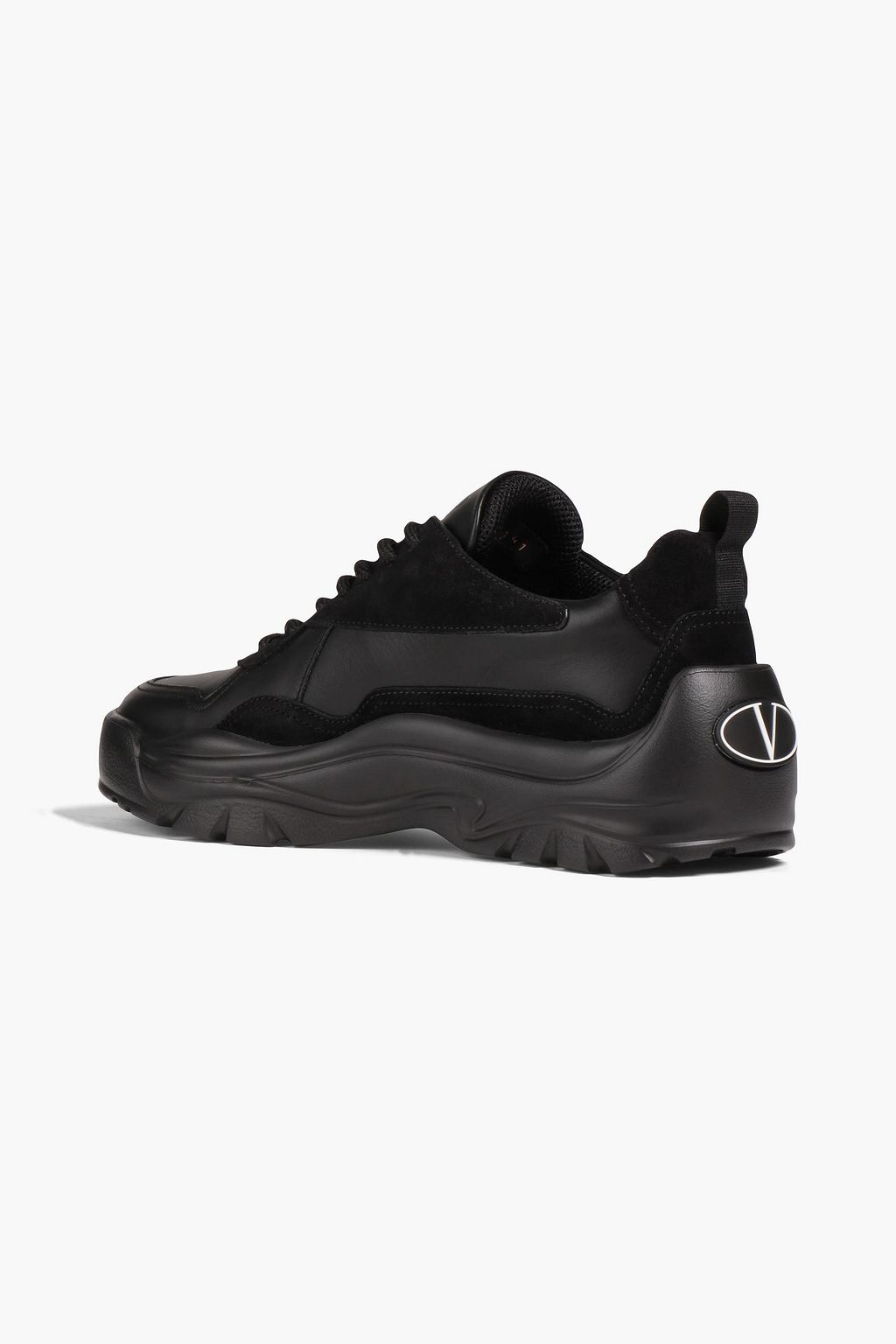 VALENTINO GARAVANI Printed suede-trimmed leather sneakers