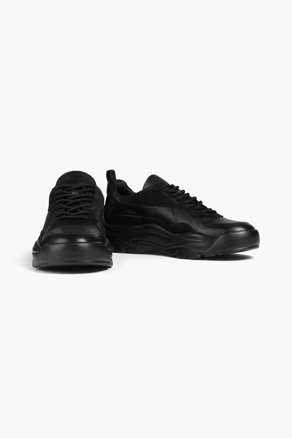 VALENTINO GARAVANI Printed suede-trimmed leather sneakers