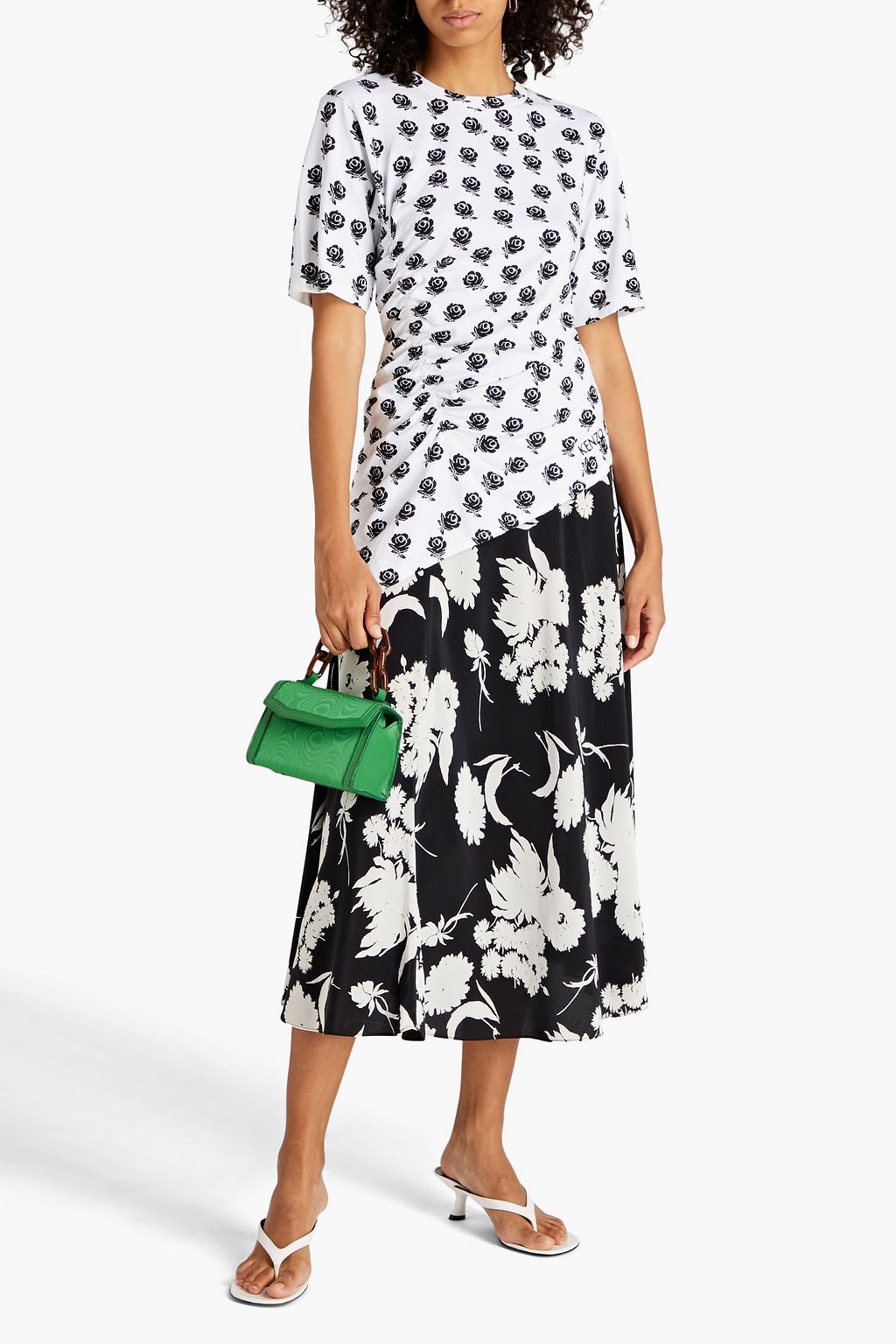 KENZO Asymmetric printed cotton-jersey T-shirt