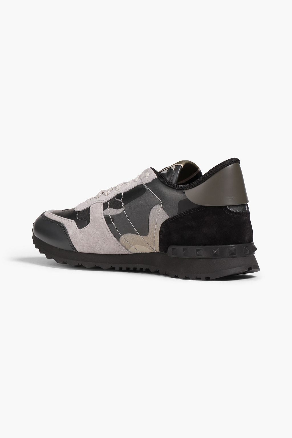 VALENTINO GARAVANI Rockrunner camouflage-print canvas, suede and leather sneakers