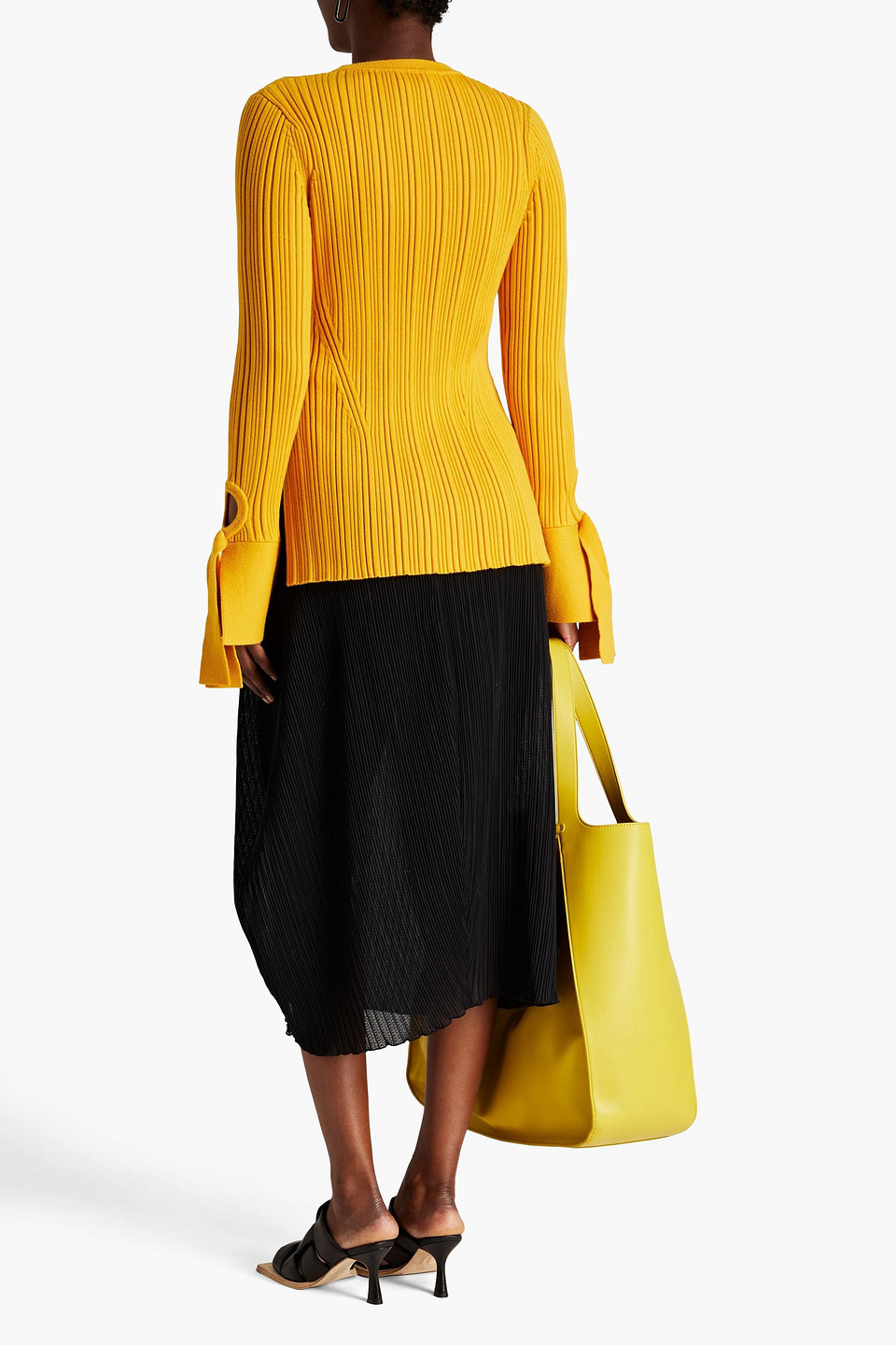  3.1 Phillip Lim - Gerippter Pullover Aus Einer Wollmischung Mit Cut-outs - Gelb - Xs 