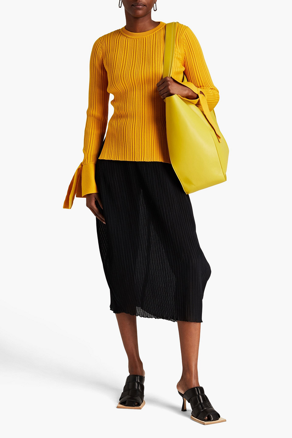  3.1 Phillip Lim - Gerippter Pullover Aus Einer Wollmischung Mit Cut-outs - Gelb - Xs 