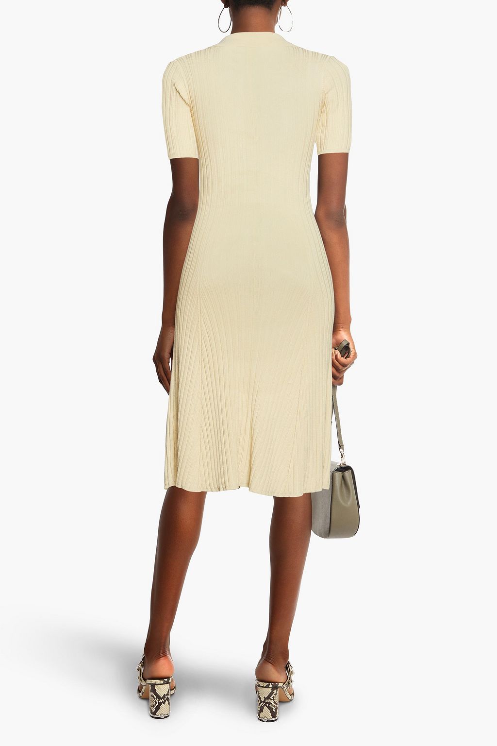 REMAIN BIRGER CHRISTENSEN Ella flared ribbed-knit shirt dress