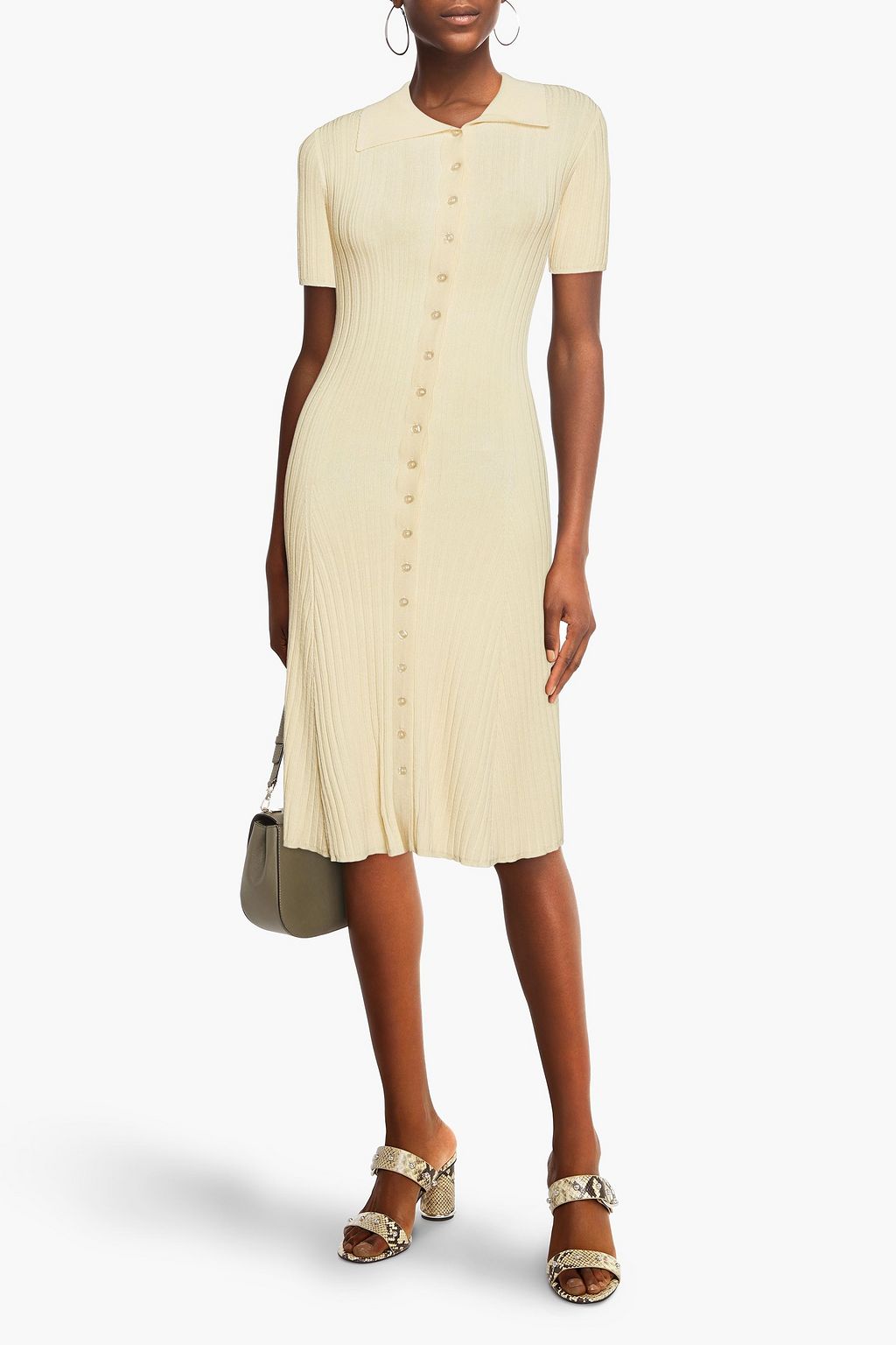REMAIN BIRGER CHRISTENSEN Ella flared ribbed-knit shirt dress