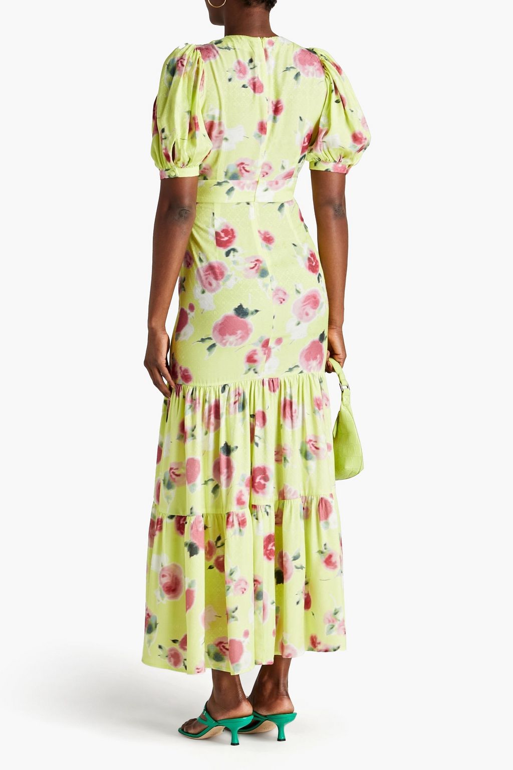 ROTATE BIRGER CHRISTENSEN Gathered floral-print jacquard maxi dress