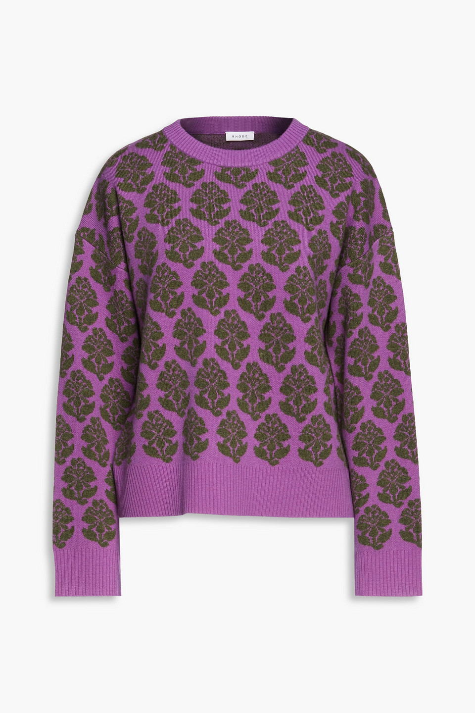 Rhode Tate Jacquard-knit Wool Sweater In Purple