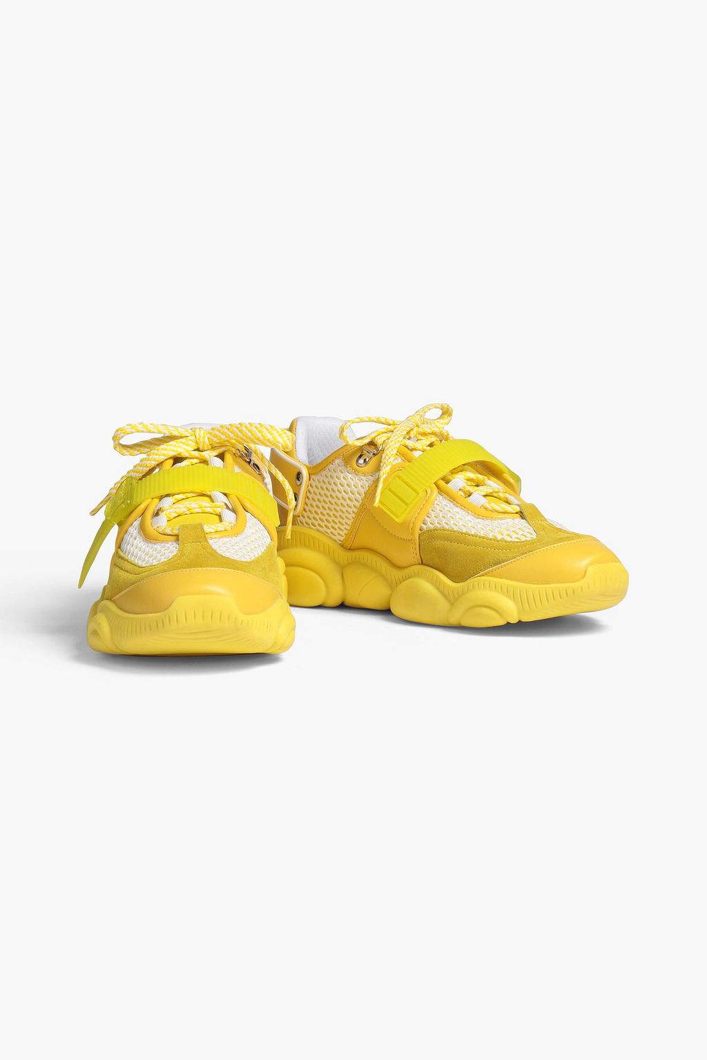 MOSCHINO Mesh, suede and leather sneakers