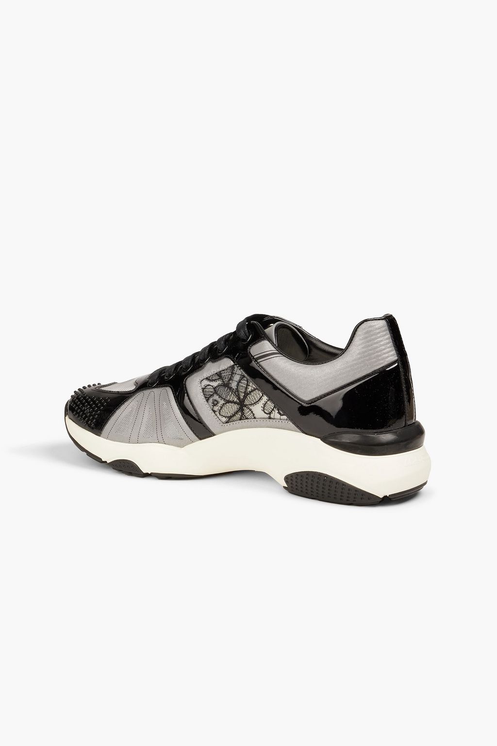FERRAGAMO Gingi mesh, patent-leather and shell sneakers