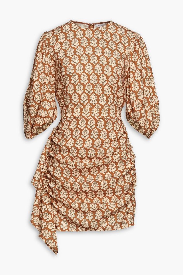 Pia ruched floral-print crepe mini dress