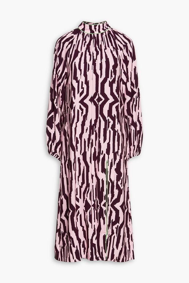 Page gathered floral-print crepe midi dress