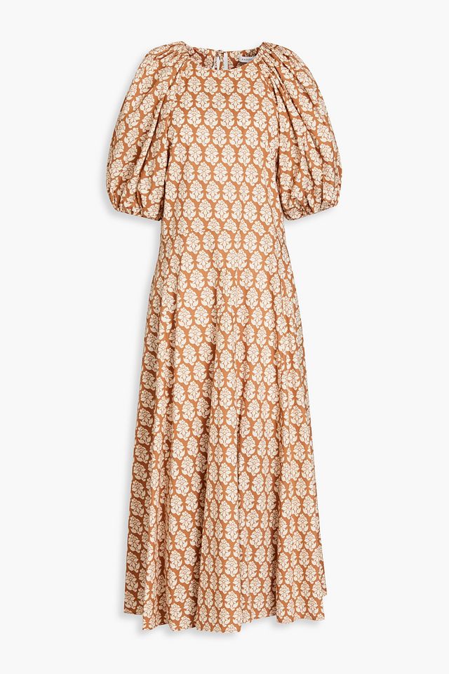 Skye floral-print stretch-cotton poplin midi dress