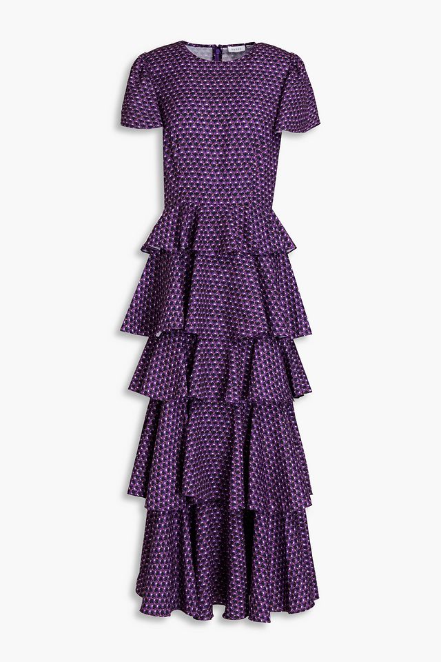 Serena tiered printed crepe midi dress