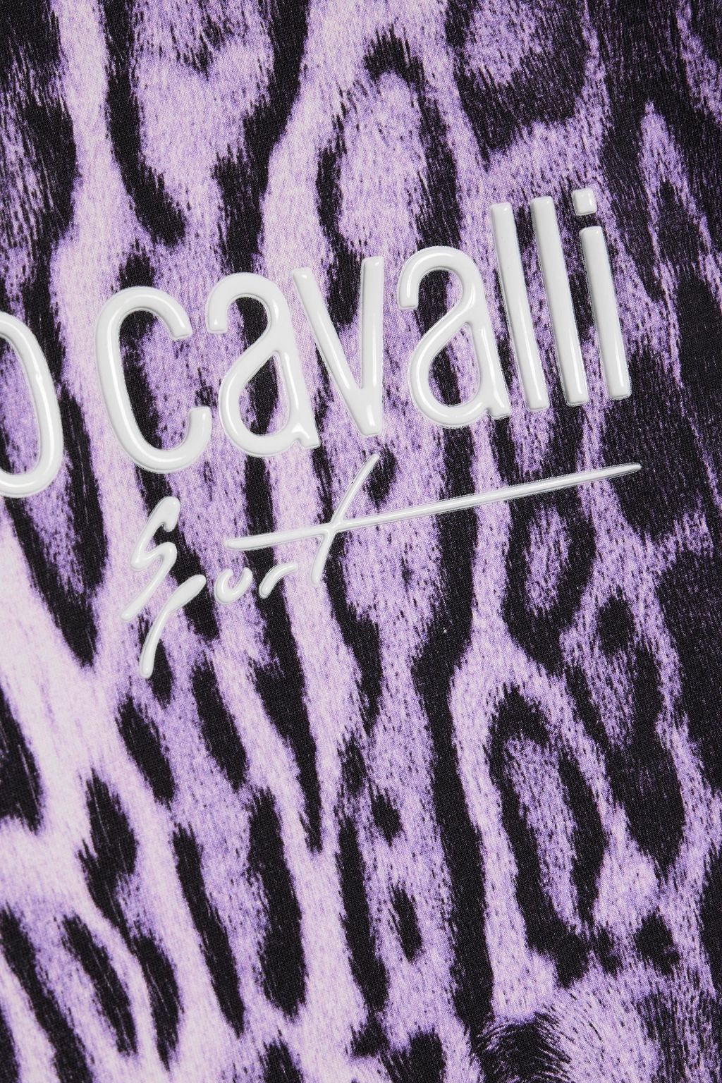 ROBERTO CAVALLI Appliquéd leopard-print stretch-cotton jersey T-shirt