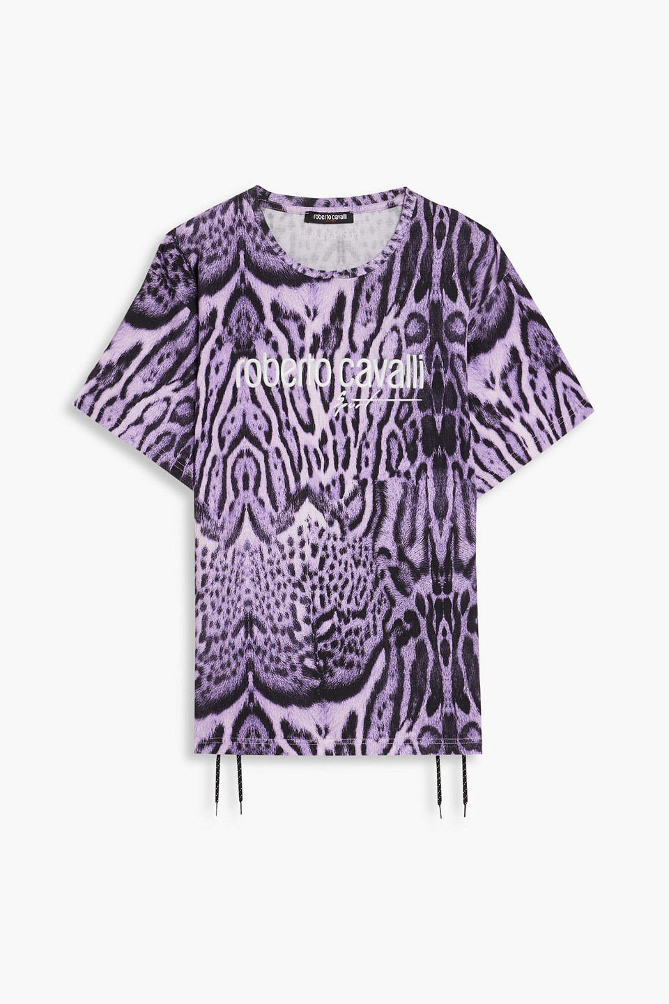 Roberto Cavalli Appliquéd Leopard-print Stretch-cotton Jersey T-shirt