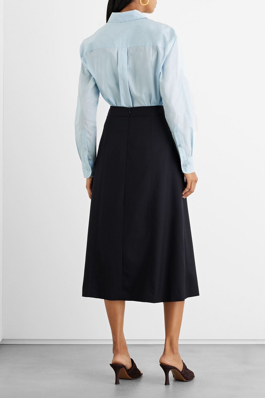 IRIS & INK Audrey Midirock aus Twill aus einer Wollmischung mit Falten