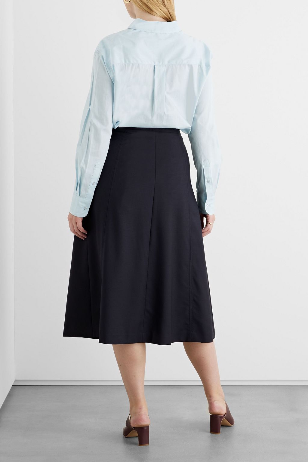 IRIS & INK Audrey Midirock aus Twill aus einer Wollmischung mit Falten