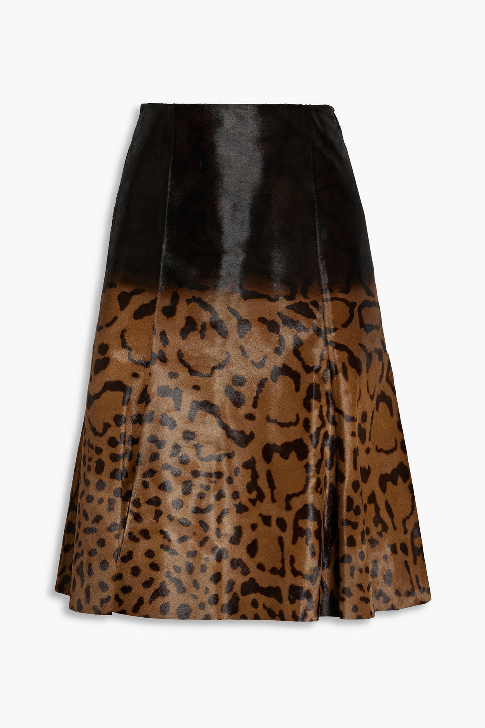 Shop Ferragamo Pleated Dégradé Leopard-print Calf Hair Skirt In Animal Print