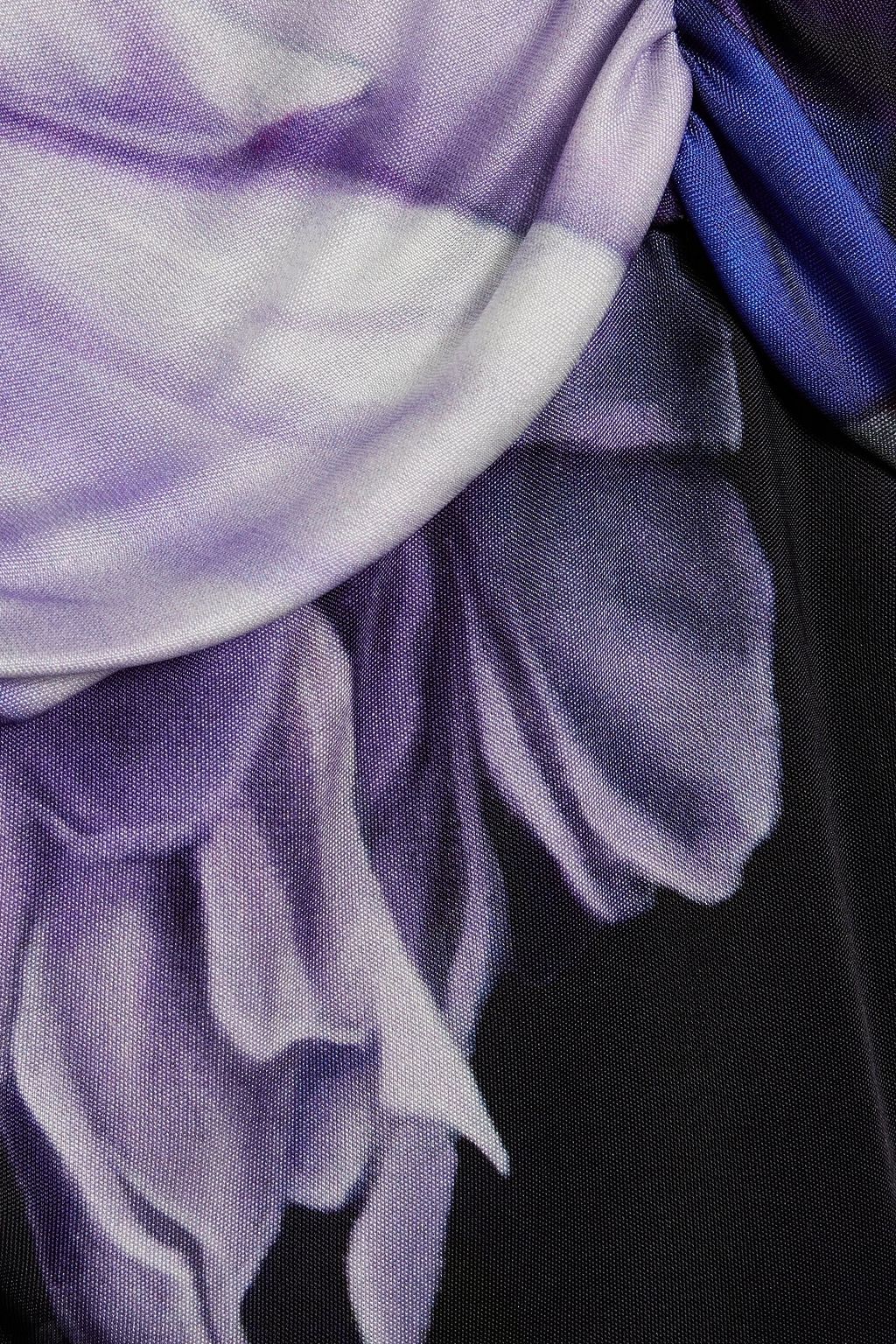 ROBERTO CAVALLI Ruched floral-print jersey maxi dress