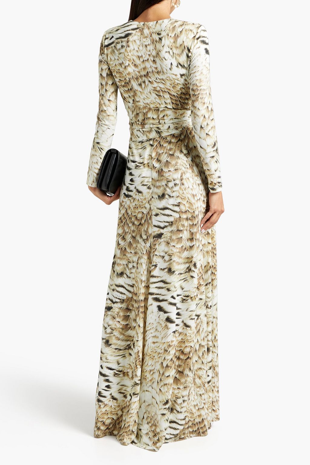 ROBERTO CAVALLI Draped printed jersey maxi dress
