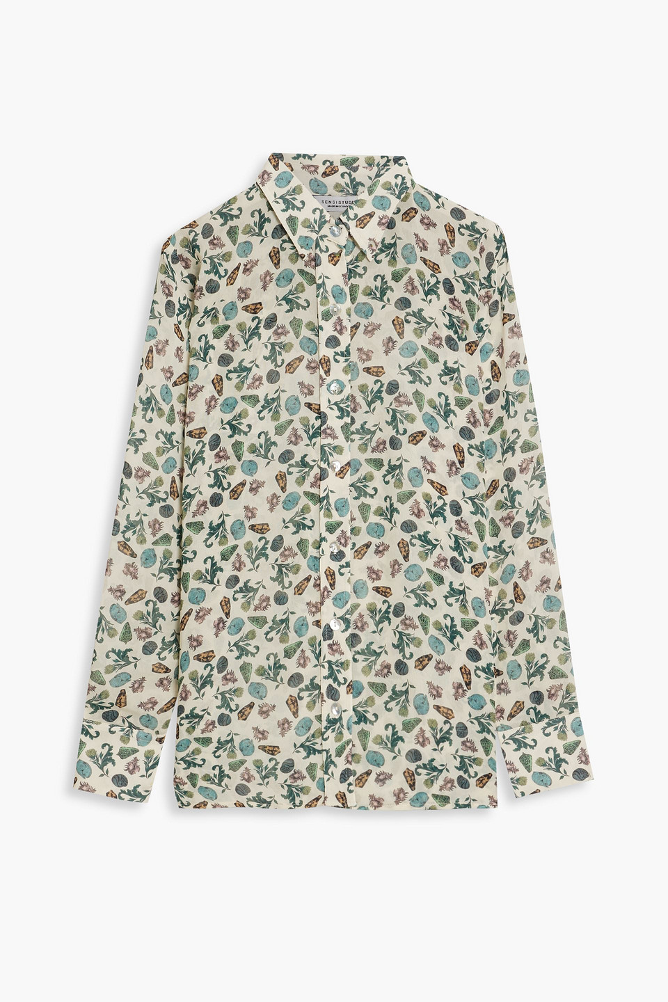 Sensi Studio Printed Chiffon Shirt In Multi