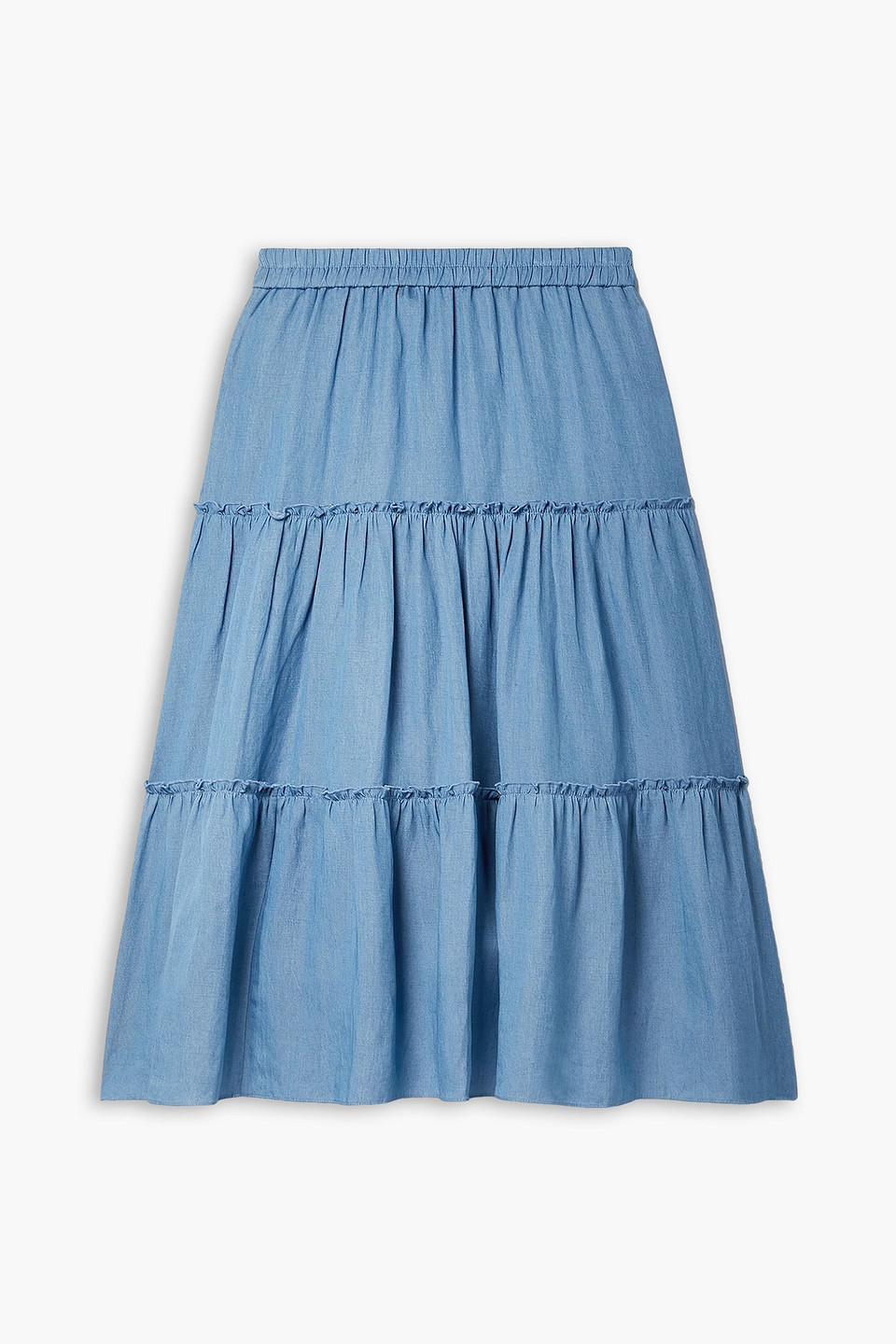 Jason Wu Tiered Twill Midi Skirt In Light Blue